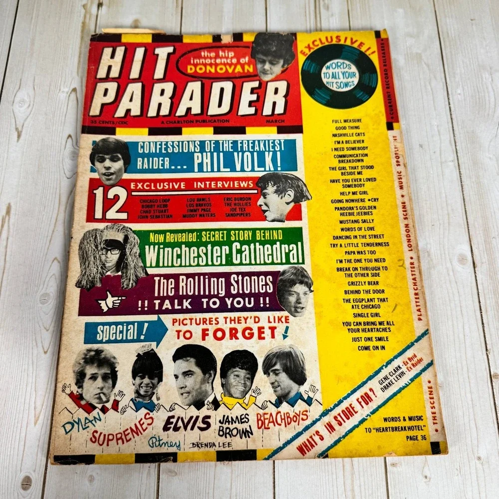 Hit Parader Magazine March 1967 Rolling Stones Dylan Elvis Charlton Music